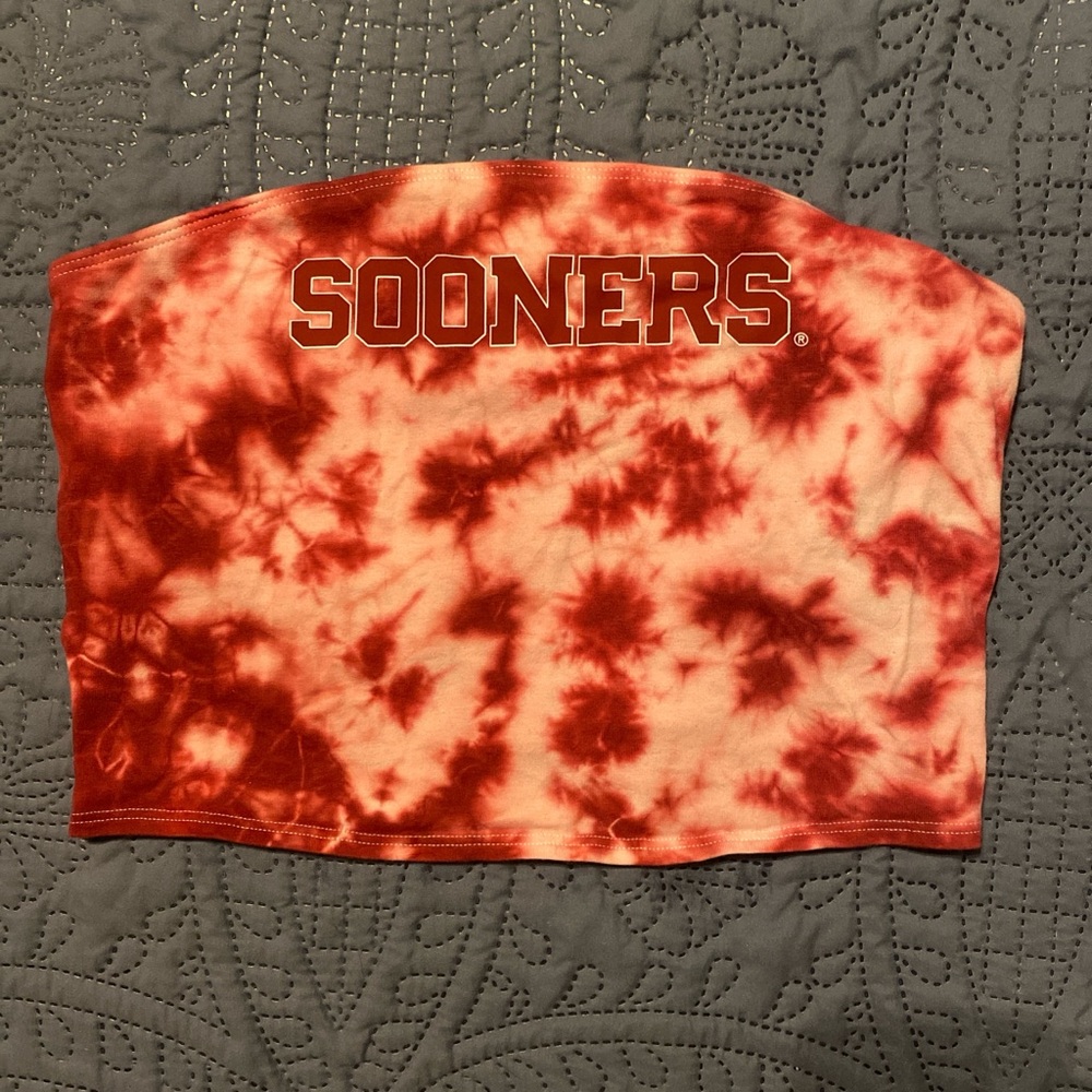 PINK Victoria's Secret University of Oklahoma Sooners Tie-Dye Tube Top